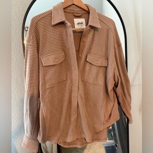 Aerie Tan Checkered Casual Shirt
